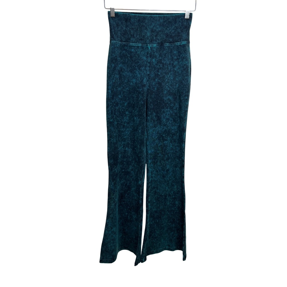 Zenana Flare Leggings Women L Teal Mineral Wash High Rise SP-644AB Yoga Pant G13